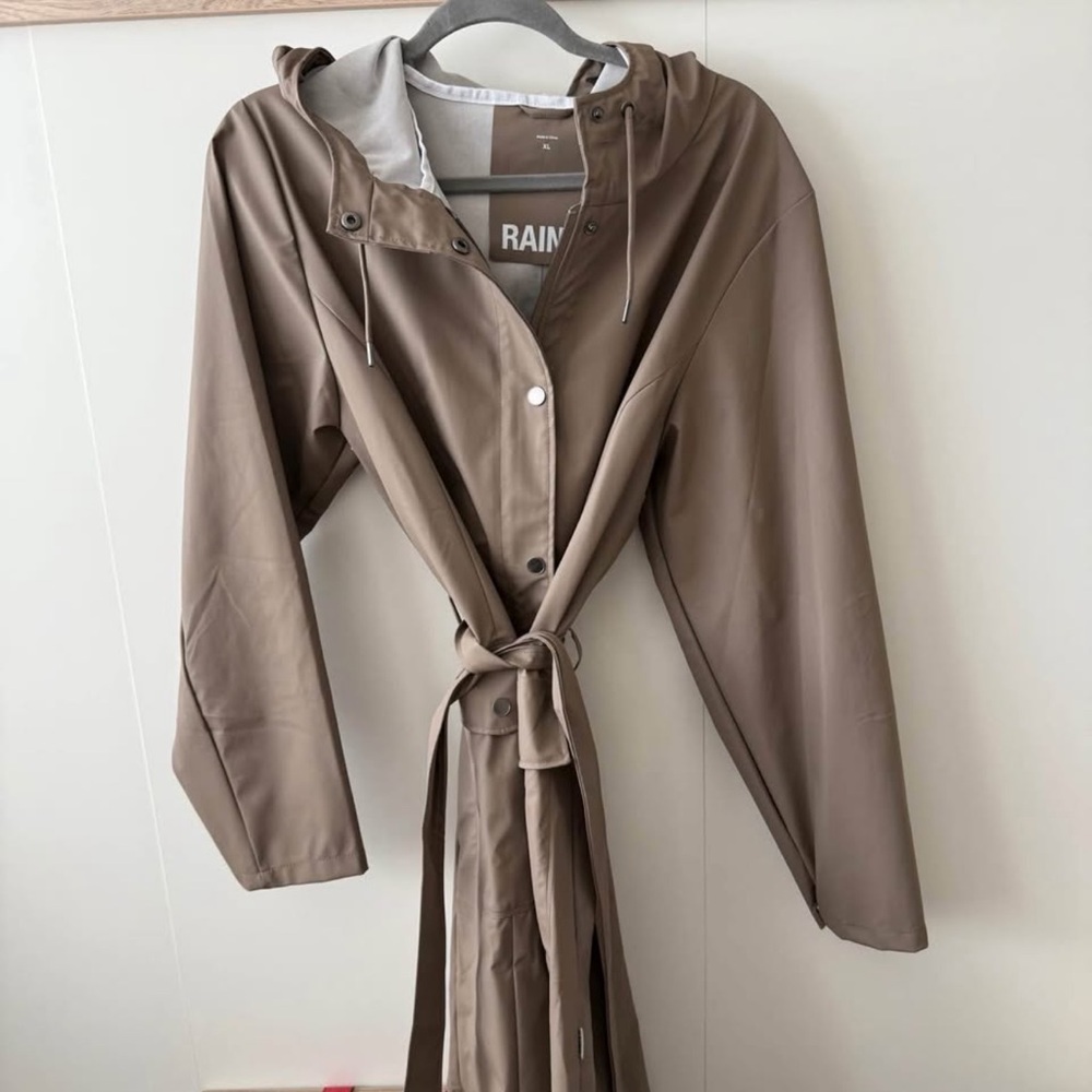 Rains Women's Beige Hooded Trench Coat - Picture 2 of 3